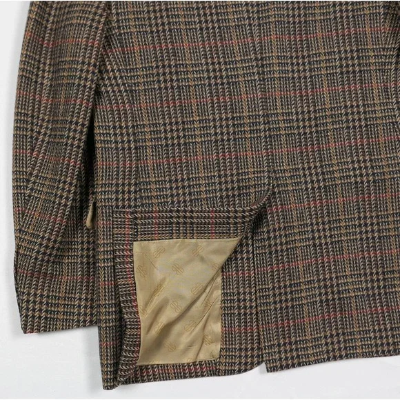 VTG Bill Blass Signature 38S Tweed Gun Club Check Sport Coat Men's 1980s 90s USA